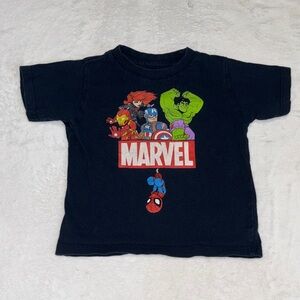 (2 for $10)Marvel navy blue  Kids Tee with Colorful Avengers Characters